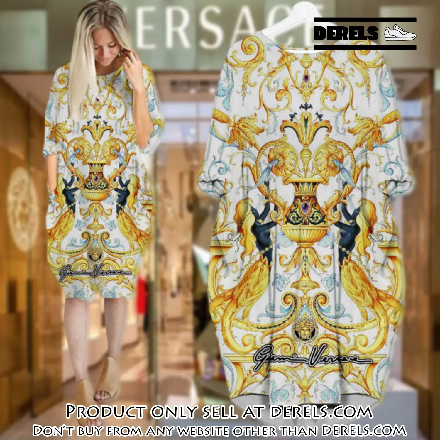 Gianni versace white batwing pocket dress luxury brand for women pd071 dr2423116